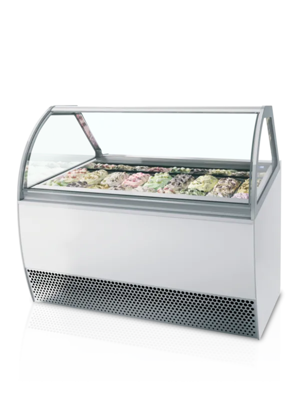Ventilēts vitrīnas saldētava ar izliekto priekšpusi - 18 x 5 L