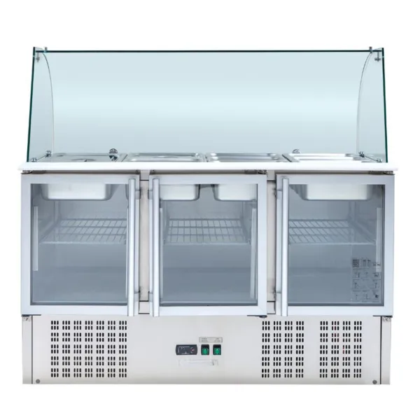 Saladette Refrigerēta 4 GN 1/1 - 3 Stikla Durvis