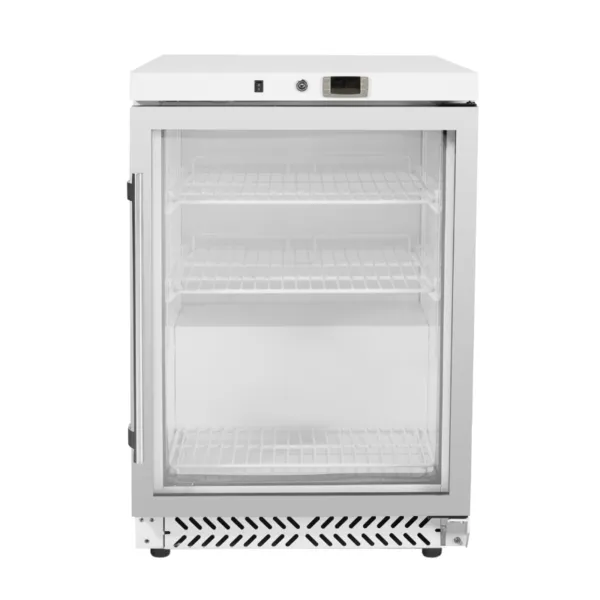 Mini ledusskapis ar pozitīvu temperatūru 170 L, stikla durvis, 190 W, 0/+8 °C, statiskā dzesēšana, iekšējais apgaismojums