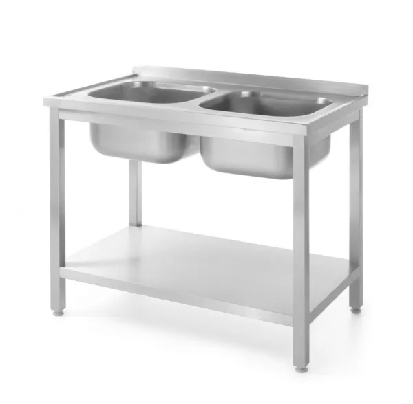 Mazgāšanas Galds Profi Line ar 2 Izlietnēm un Plauktu - P 600 x L 1000 mm