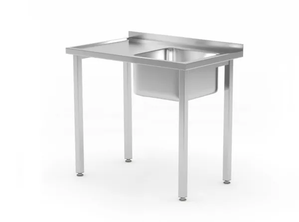 Mazgāšanas Galds ar 1 Izlietni Labajā Pusē Kitchen Line - P 600 x L 800 mm