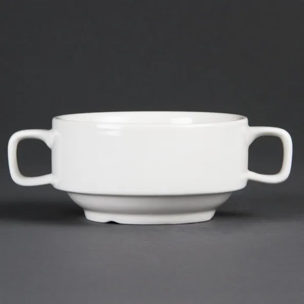 Bol à Soupe Blanc avec Anses - 115 mm de Diamètre - Lot de 6