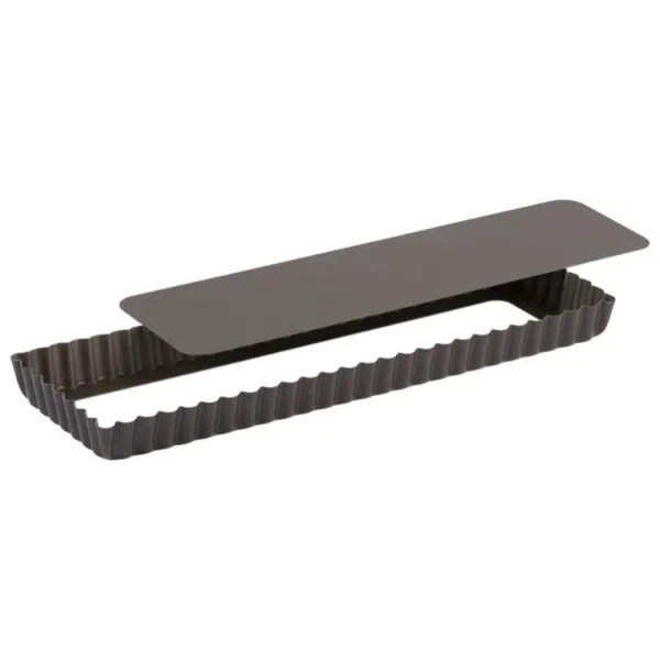 Taisnstūra rievots kūkas veidne ar noņemamu pamatni - 350 x 110 mm