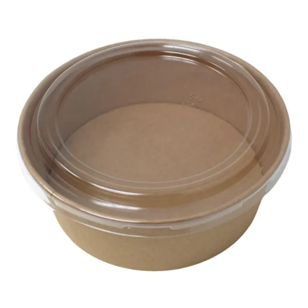 Kraft salātu bļoda 1300 ml Ø 185 mm ar caurspīdīgu PET vāku, apaļa, komplekts 300