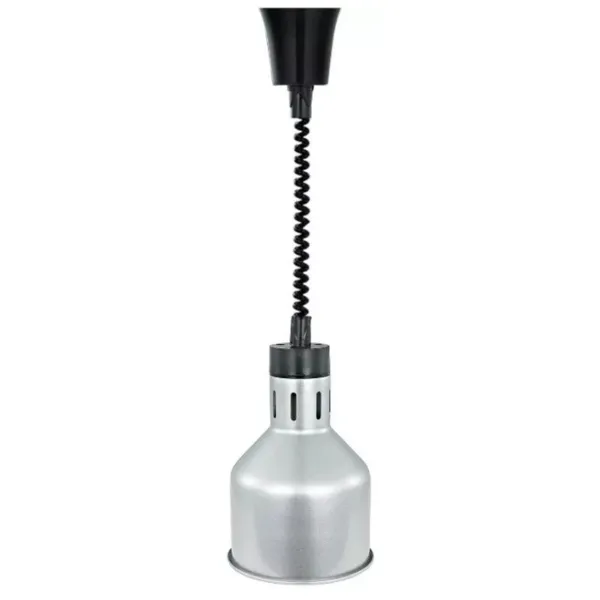 Profesionāla Siltuma Lampa 250 W Ø 175 mm ar Spuldzi, Ievelkams Vads, Nerūsējošā Tērauda Izskats, Bufetei